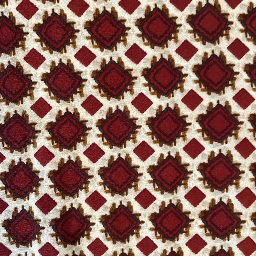 Roz & Ali Womens Blouse Large Geometric Diamond Red Cream 3/4 Length Sleeve - Picture 3 of 9